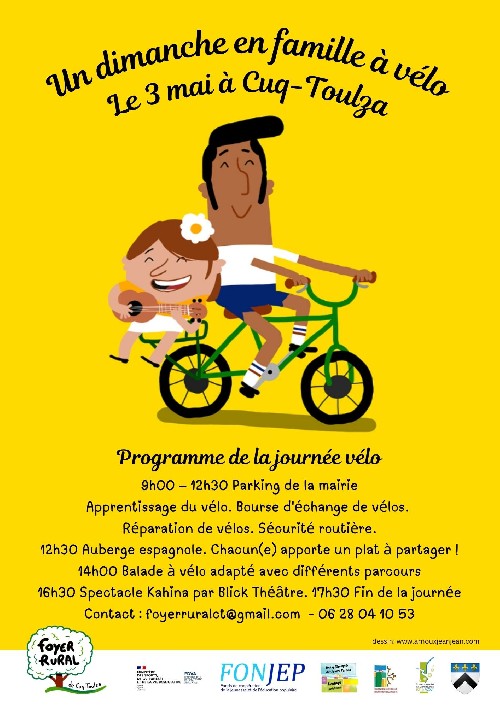 Dimanche 3 mai : Un dimanche en famille à vélo 🚴‍♂️👨‍👩‍👧‍👦🌿☀️🎭